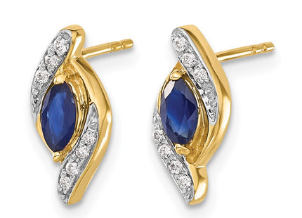 14K yellow gold diamond earrings, alternate view