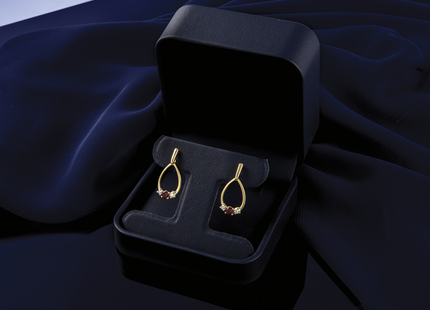 14k Ruby and White Sapphire Post Dangle Earrings