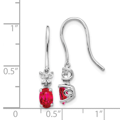 14K White Gold Diamond and Oval Ruby Earrings