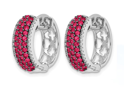 14K white gold diamond hoop earrings, alternate view