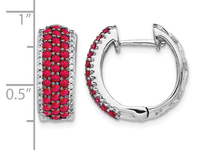 14K white gold diamond hoop earrings, further view