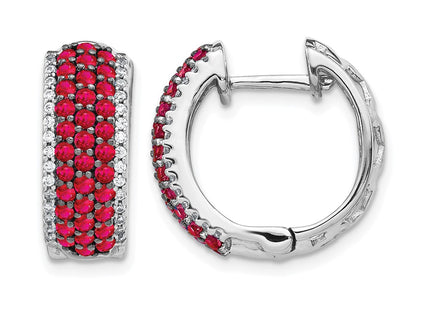 14K white gold diamond hoop earrings