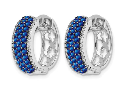 14K white gold diamond hoop earrings, alternate view