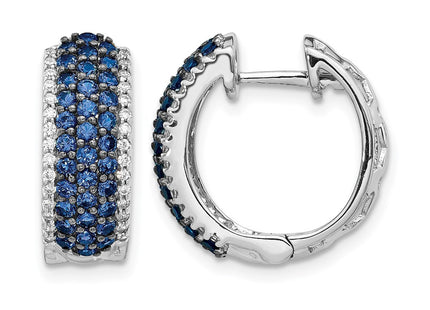 14K white gold diamond hoop earrings