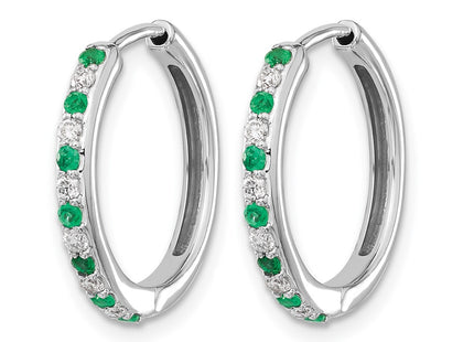 14K white gold diamond hoop earrings, alternate view