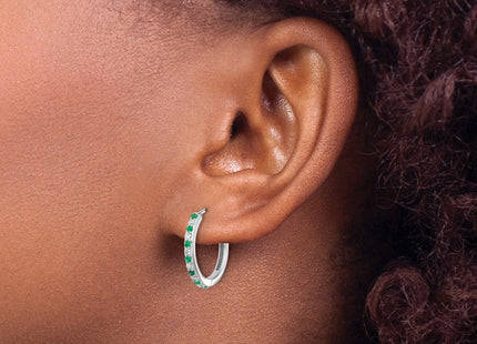14K white gold diamond hoop earrings, another view