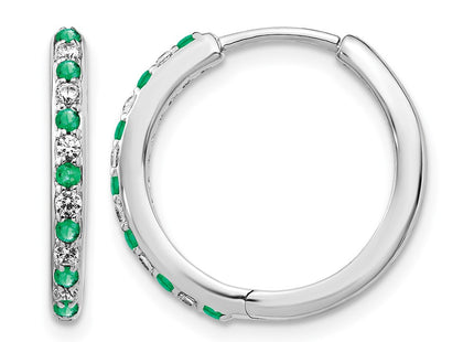 14K white gold diamond hoop earrings