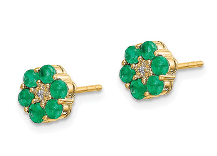 14k Yellow & Rhodium Earrings Style EM5609 - Classique Jewelry Inc.