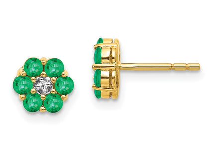 14k Yellow & Rhodium Earrings Style EM5609 - Classique Jewelry Inc.