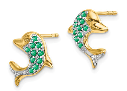 14k Yellow & Rhodium Earrings Style EM5615 - Classique Jewelry Inc.