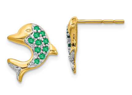 14k Yellow & Rhodium Earrings Style EM5615 - Classique Jewelry Inc.