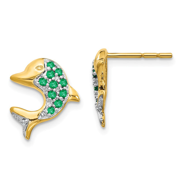 14k Yellow & Rhodium Earrings Style EM5615 - Classique Jewelry Inc.