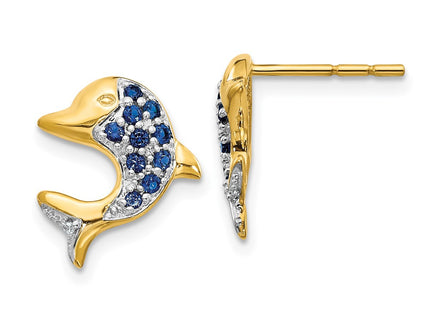 14k Yellow & Rhodium Earrings Style EM5615 - Classique Jewelry Inc.