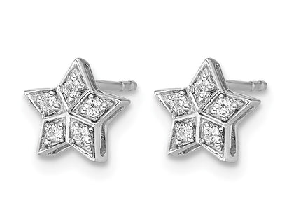 14K white gold diamond star earrings, alternate view