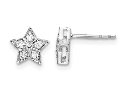 14K white gold diamond star earrings