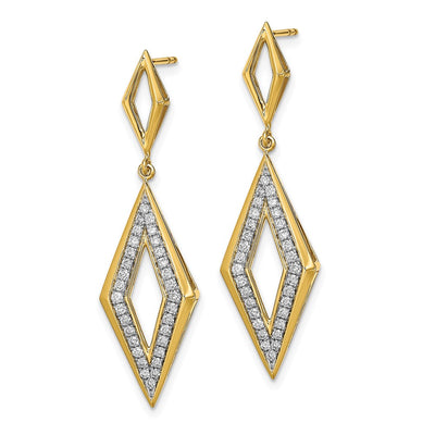 14K Polished Diamond Dangle Post Earrings