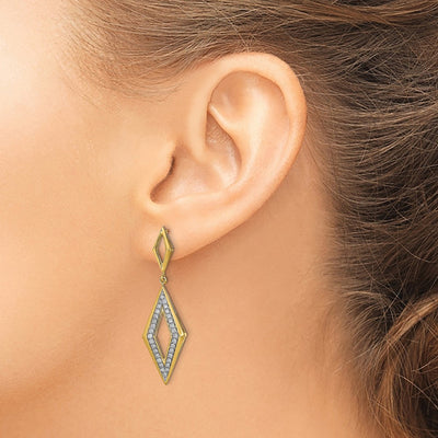 14K Polished Diamond Dangle Post Earrings