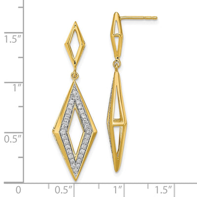 14K Polished Diamond Dangle Post Earrings