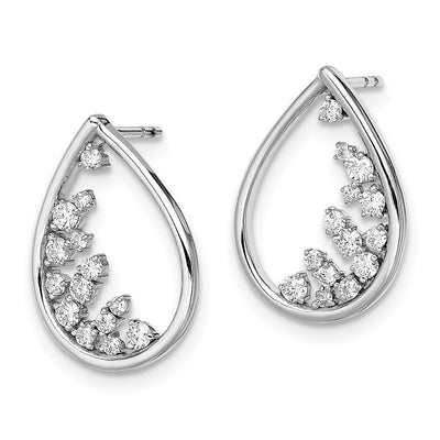14K White Gold Polished Teardrop Post Earrings