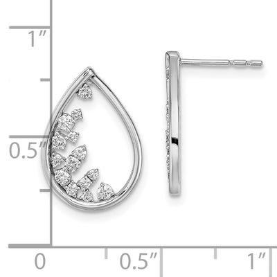 14K White Gold Polished Teardrop Post Earrings