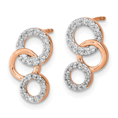 14K Rose Gold Diamond Circles Post Earrings