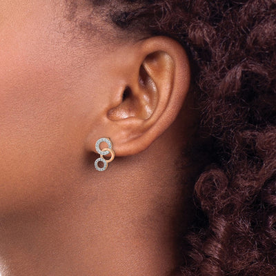 14K Rose Gold Diamond Circles Post Earrings