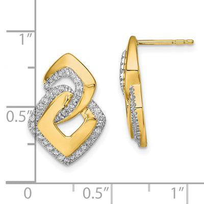 14K Polished Diamond Fancy Shaped Post Earrings