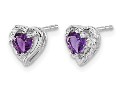 14K white gold diamond heart earrings, alternate view