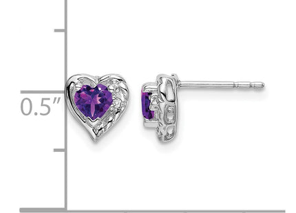 14K white gold diamond heart earrings, further view