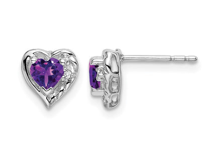 14K white gold diamond heart earrings