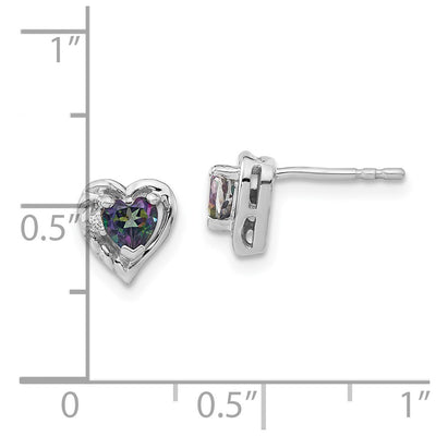 14K White Gold Mystic Fire Topaz and Diamond Heart Earrings