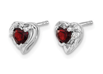 14K white gold diamond heart earrings, alternate view