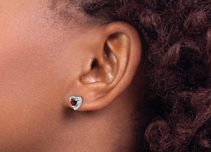 14K white gold diamond heart earrings, another view