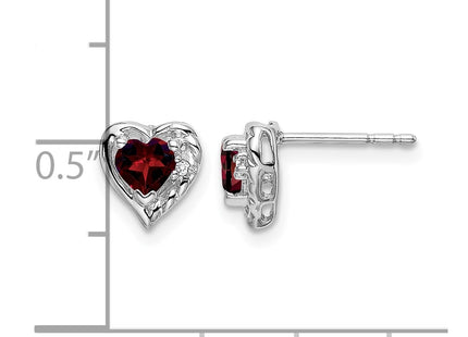 14K white gold diamond heart earrings, further view