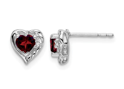 14K white gold diamond heart earrings