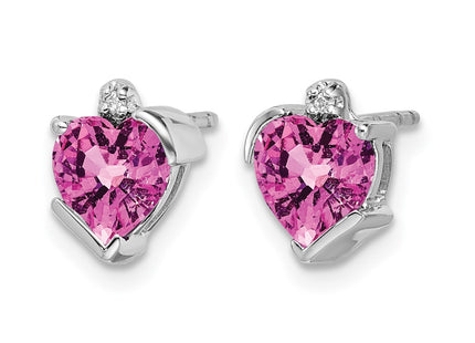 14K white gold diamond heart earrings, alternate view