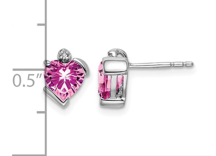 14K white gold diamond heart earrings, further view