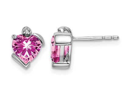 14K white gold diamond heart earrings