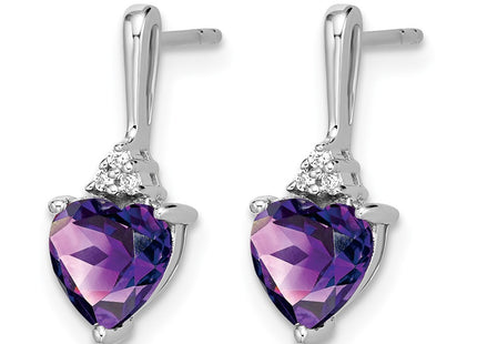 14K white gold diamond heart earrings, alternate view