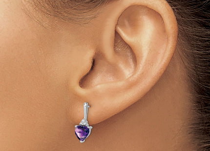 14K white gold diamond heart earrings, another view