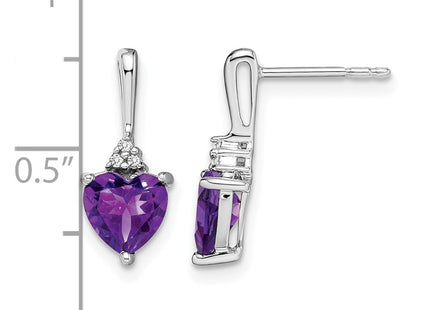 14K white gold diamond heart earrings, further view