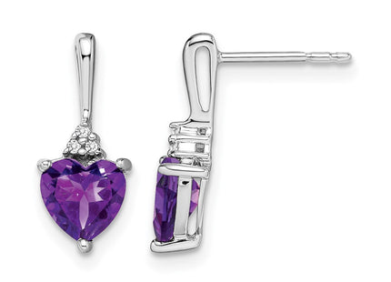 14K white gold diamond heart earrings