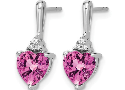 14K white gold diamond heart earrings, alternate view