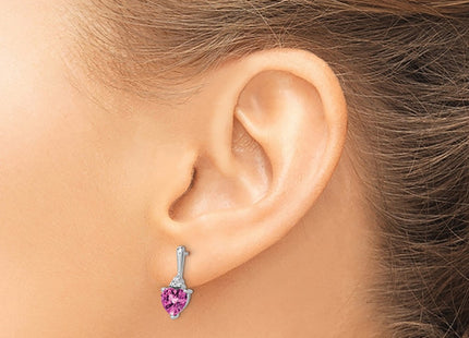 14K white gold diamond heart earrings, another view