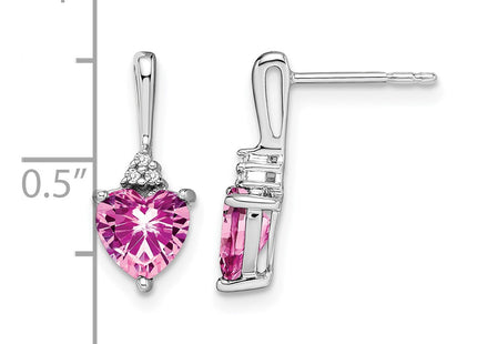 14K white gold diamond heart earrings, further view