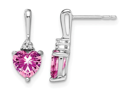 14K white gold diamond heart earrings