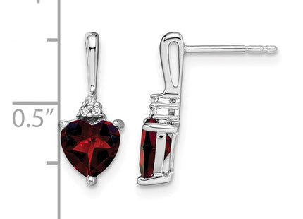 14K white gold diamond heart earrings, further view