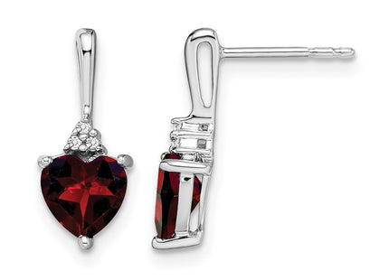 14K white gold diamond heart earrings