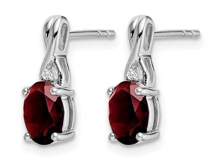 14K white gold diamond oval earrings, alternate view