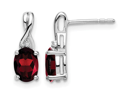 14K white gold diamond oval earrings